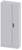 Grey, narrow filing cabinet with two doors and a black handle.