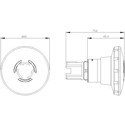 Technical drawing of a cylindrical part with three dimensional specifications: Diameter 60 mm, Length 71.6 mm, Front section 45.3 mm.