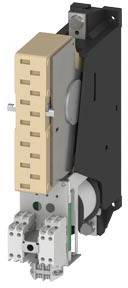An electrical contactor with multiple contacts. Used for controlling power currents in industrial applications.