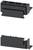 Black plastic housing in two perspectives: top with ventilation slots and bottom with side view, suitable for mounting.