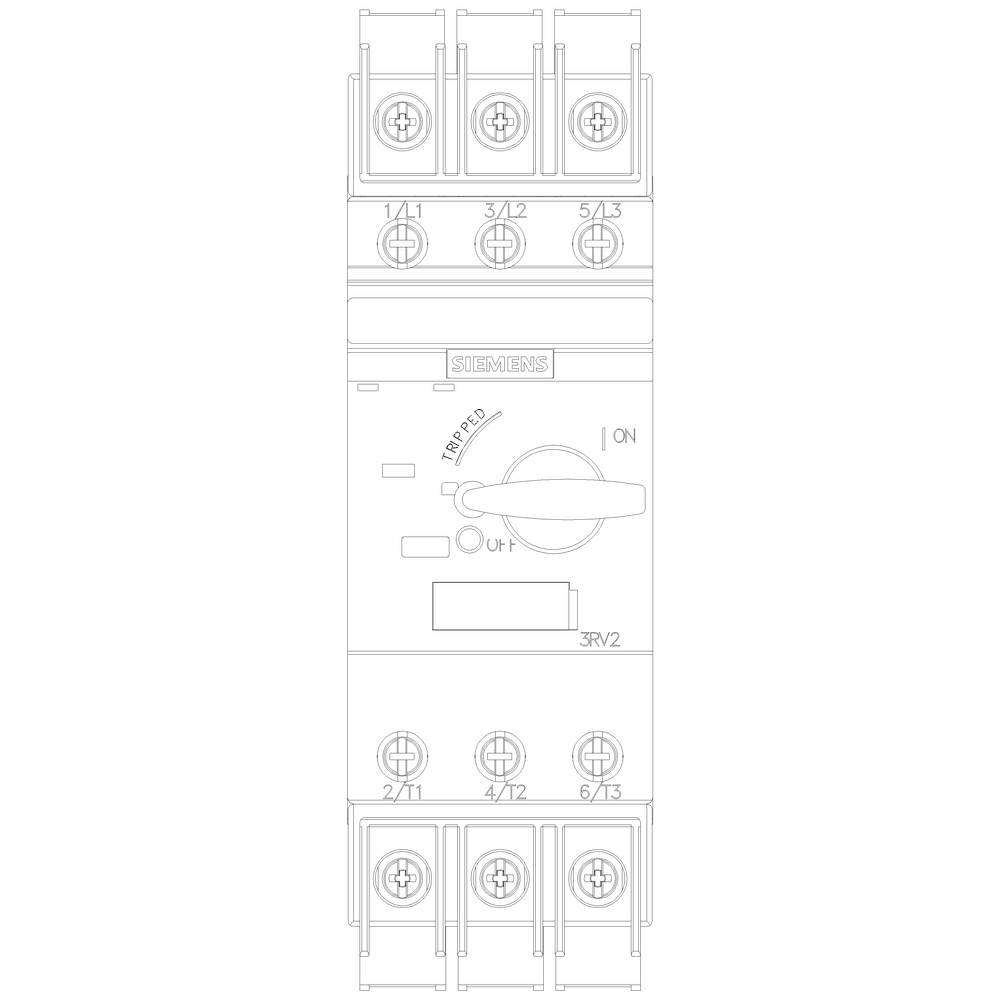 'Illustration of a motor protection switch with labels for electrical connections. Shows operating modes and manufacturer's brand.'