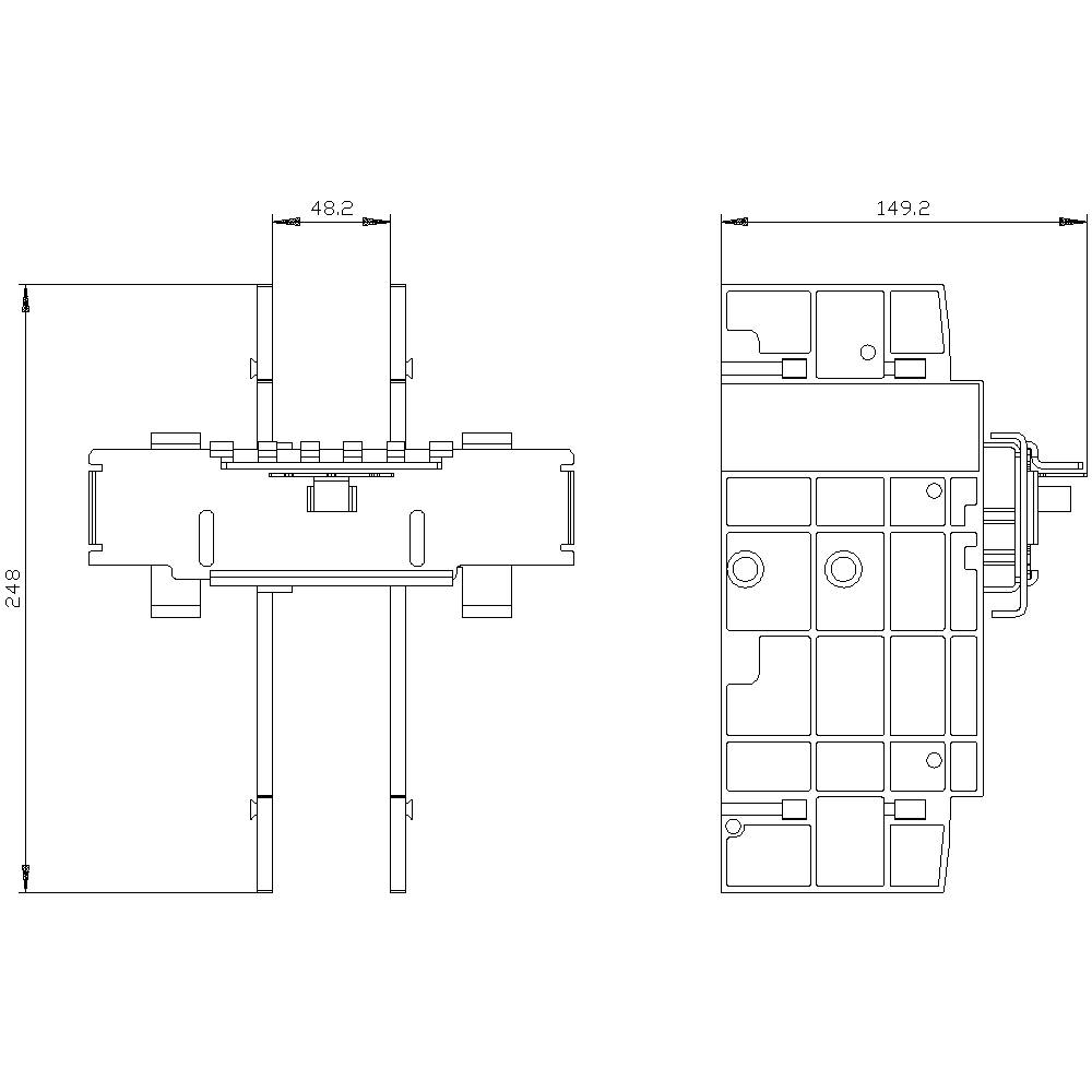 Technical drawing of a mechanical component with dimensions: 48.2 mm width, 149.2 mm length, and 24.8 mm height.