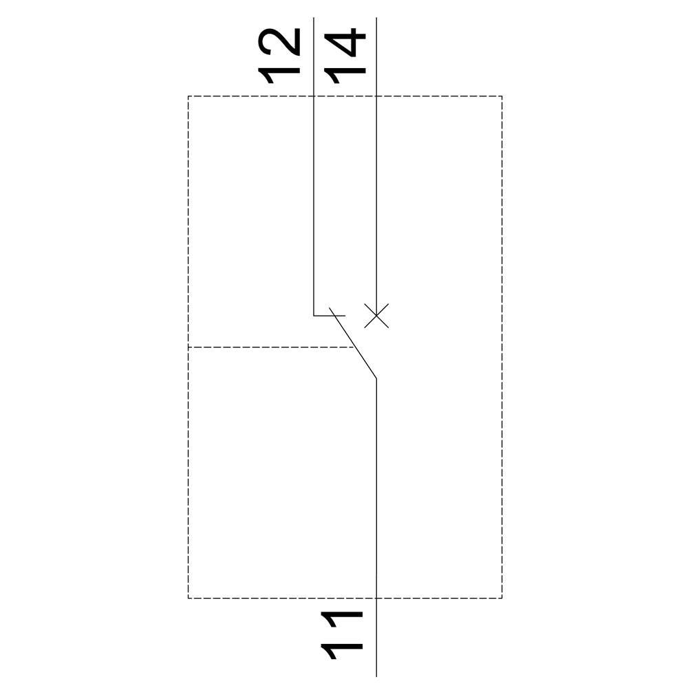 Technical drawing of a rectangle with dimensions 11, 12 and 14. Contains a diagonal X in the upper area, symbolising a dividing line.