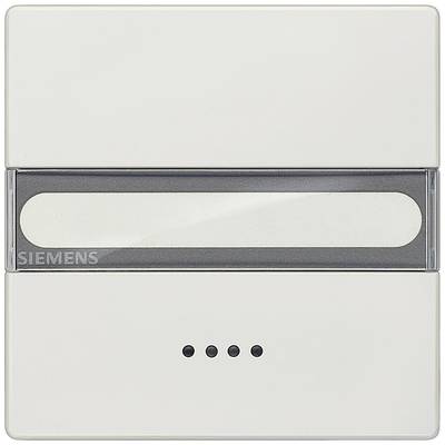 A white light switch with grey accents and four small dots underneath. Label: 'Siemens'.