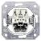 A metal switch frame with plastic components in the centre. Includes mounting holes for installation.