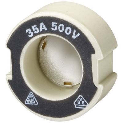 Cylindrical fuse carrier, marked with '35A 500V', used in electrical applications to protect electrical circuits.
