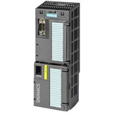 A Siemens SINAMICS frequency converter, consisting of two black modules with blue heat sinks, for industrial applications.
