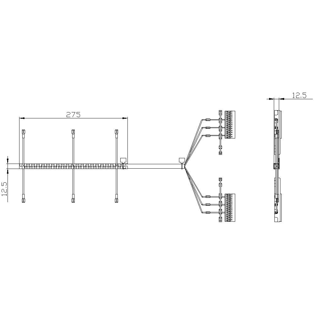 'Technical drawing of a schematic diagram with dimensions of 275 and 12.5. Shows a structural arrangement with five parallel rods.'