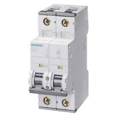 'Two-pole circuit breaker by Siemens in white, with labelling and switches, for use in electrical circuits.'