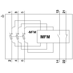 'Schematic representation of an electrical circuit with MFM designation and several numbered wires and components.'