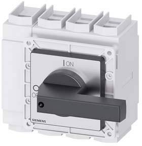 A white electrical main switch with a black toggle switch, marked with 'ON' and 'OFF'. Manufacturer's logo bottom left.