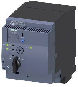 An electrical switching device in a grey enclosure with a rotary switch and green LED indicators on the front panel.