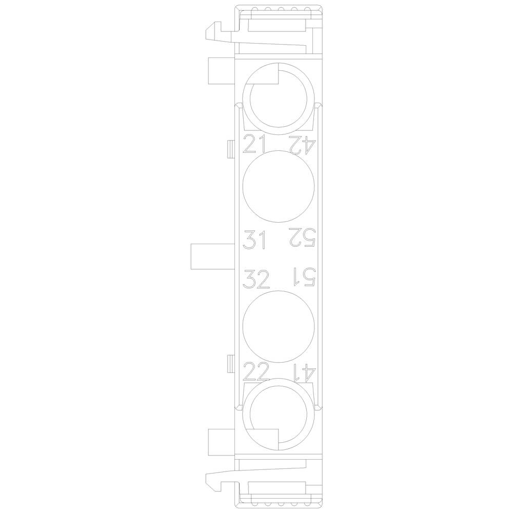 Technical drawing of a component with multiple oval openings, numbered from 21 to 52, arranged in two vertical rows.