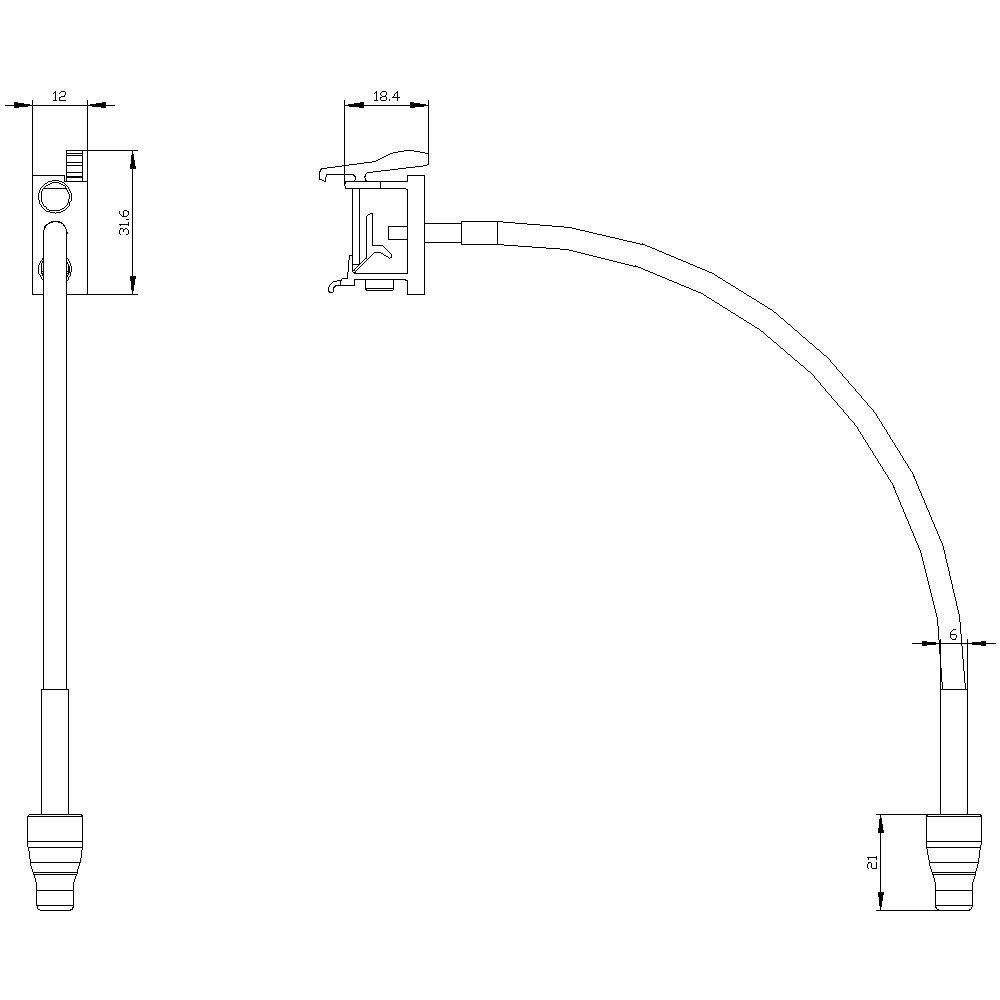 Technical drawing of a mechanical component with dimensions in millimetres. Side and front views show details and measurements.