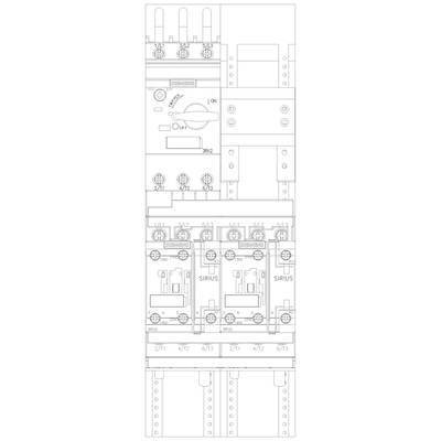Drawing of an electrical control cabinet with multiple switches and fuses. Labelled 'SIRIUS'. Shows electrical components and wiring.
