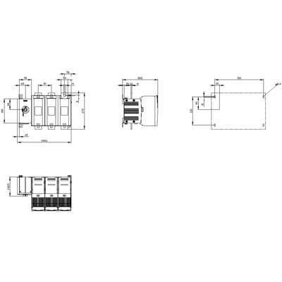 'Technical Drawings: Isometric and Perspective Views of an Electromechanical Device with Dimensions and Component Details.'