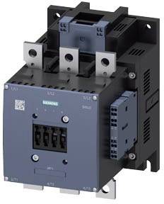 A three-phase electrical circuit breaker with multiple terminals and a blue control unit, mountable on a plate.
