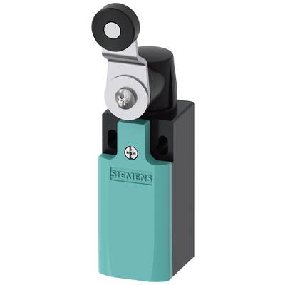A turquoise position switch with a lever arm, marked with 'Siemens', against a white background.