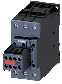 A black and dark grey electrical contactor with multiple terminals, visible from the front.