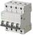 Three-pole circuit breaker, suitable for electrical installations to protect against overload and short circuit in a distribution board.