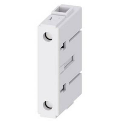 White, rectangular electrical component with two round terminals; used for connecting electrical wires.