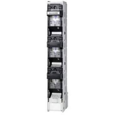 The image shows a vertical arrangement of multiple circuit breakers in an electrical cabinet. The brand 'Siemens' is visible at the top.