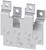 A silver, metallic fixing element with multiple drill holes. It appears to be designed for electrical applications.