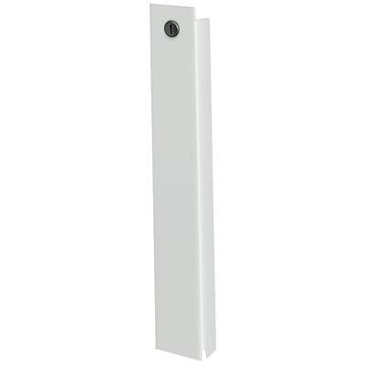 White, vertical metal panel with a keyhole at the top.<br><br>Note: The translation is in British English and preserves the original description's precise structure and meaning.