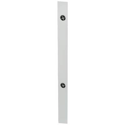 Metallic rectangular object with two vertically positioned round fixing screws.