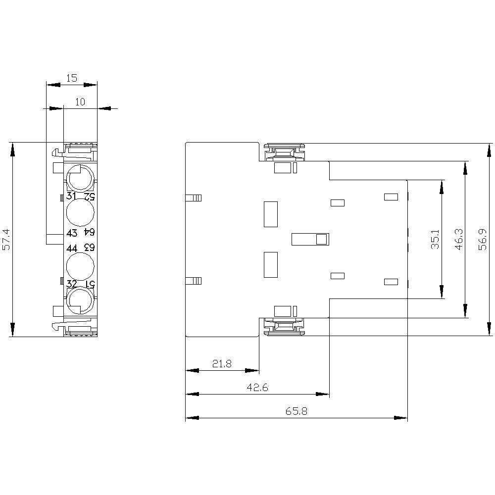 Technical drawing of a mechanical component with dimensional specifications in millimetres. Dimensions and details of the component's construction are indicated.