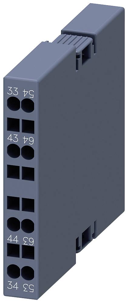 A blue plug-in module with multiple connection sockets, numbered from 33 to 64.