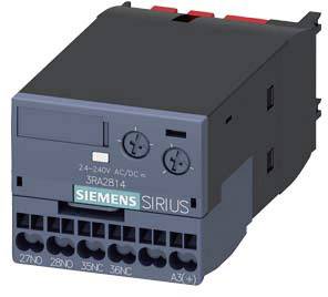 Image of a Siemens Sirius control and switching device, with various connection terminals at the front and controls at the top.