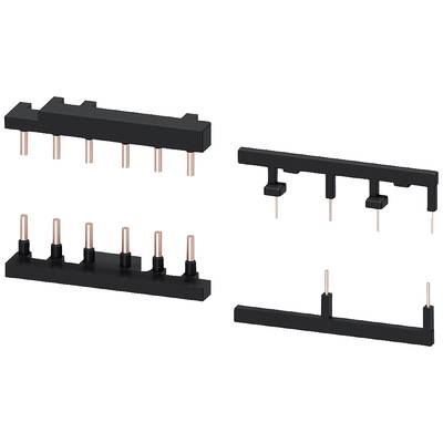 Several black connector elements with copper pins in various configurations, used for electronic applications.