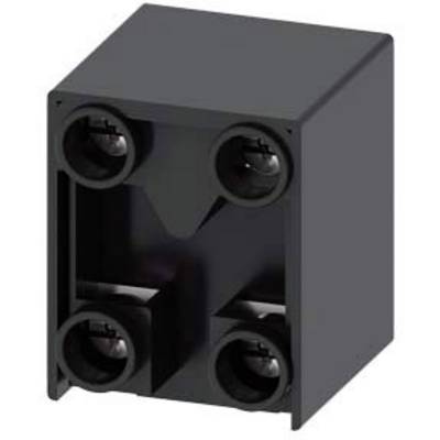 Black rectangular enclosure with four circular openings on the front face, potentially a technical component.