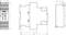 Technical drawing of an electronic device showing front, side, and top views. Dimensions are given in millimetres.
