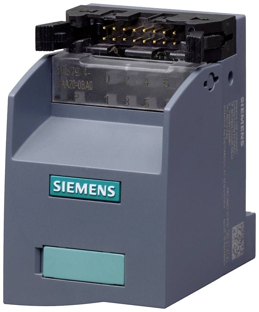 A grey Siemens industrial relay with a green logo and labelling for control and automation in industrial applications.