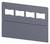Grey painted metal part with multiple rectangular cut-outs in a row.