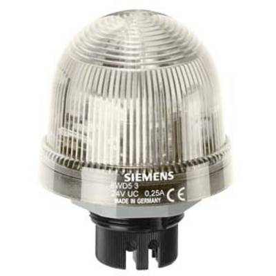 A transparent, dome-shaped LED light with a black base. Label reads: 'Siemens BWS3, 24V UC, 0.25A, Made in Germany, CE'.