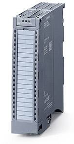 A grey electronic module with multiple connection points and a narrow, vertical design, resembling an industrial component for control systems.