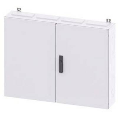 Metal electrical enclosure with two doors, suitable for wall mounting.