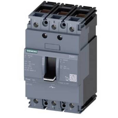 A grey electrical power switch with multiple terminals and levers, printed with the Siemens logo and technical specifications.