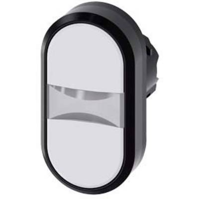 An oval, two-colour light with a transparent central strip for electrical appliances or lighting systems.