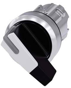 A silver and black vehicle toggle switch cap, shown from a side view.