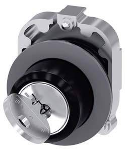 A metal cylinder lock with an inserted key. The mechanical components of the lock are visible above and to the side.