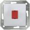 Light switch with red rocker in a rectangular metal frame, suitable for wall mounting.