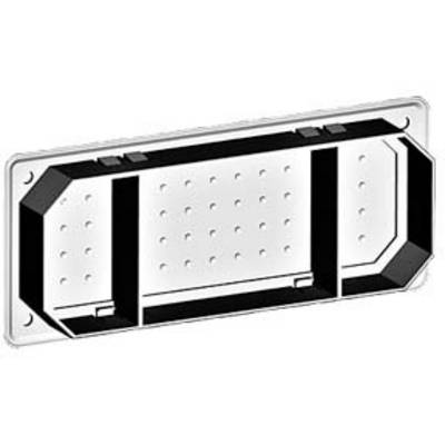 A rectangular ventilation grille with a black frame and multiple openings, suitable for mounting in walls or doors.