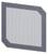 A grey, rectangular ventilation grille with rounded corners, suitable for technical installations or ventilation systems.