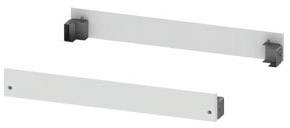 Two grey rectangular metal bars, horizontally aligned, with black brackets at the ends.