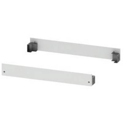 Two grey rectangular metal bars, horizontally aligned, with black brackets at the ends.