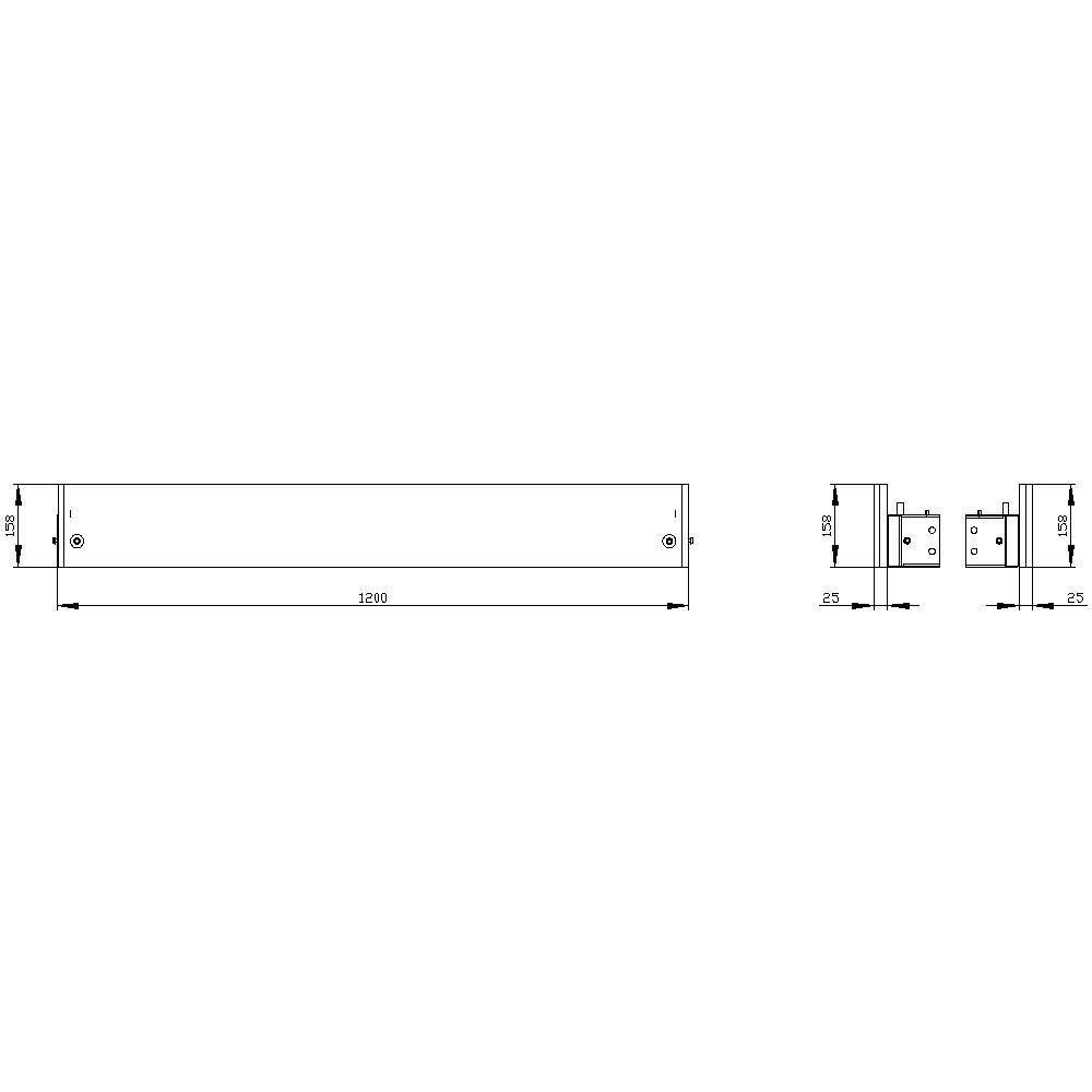 Technical drawing of a rectangular component with dimensions: Length 1289 mm, Width 23 mm, Height 33 mm. Side view shows hole positions.